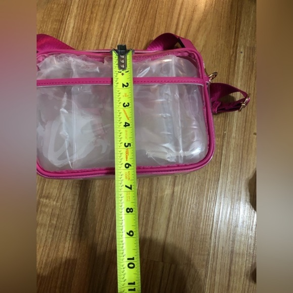Pink piping trim Clear transparent crossbody camera bag wide adjustable bag - Picture 9 of 10